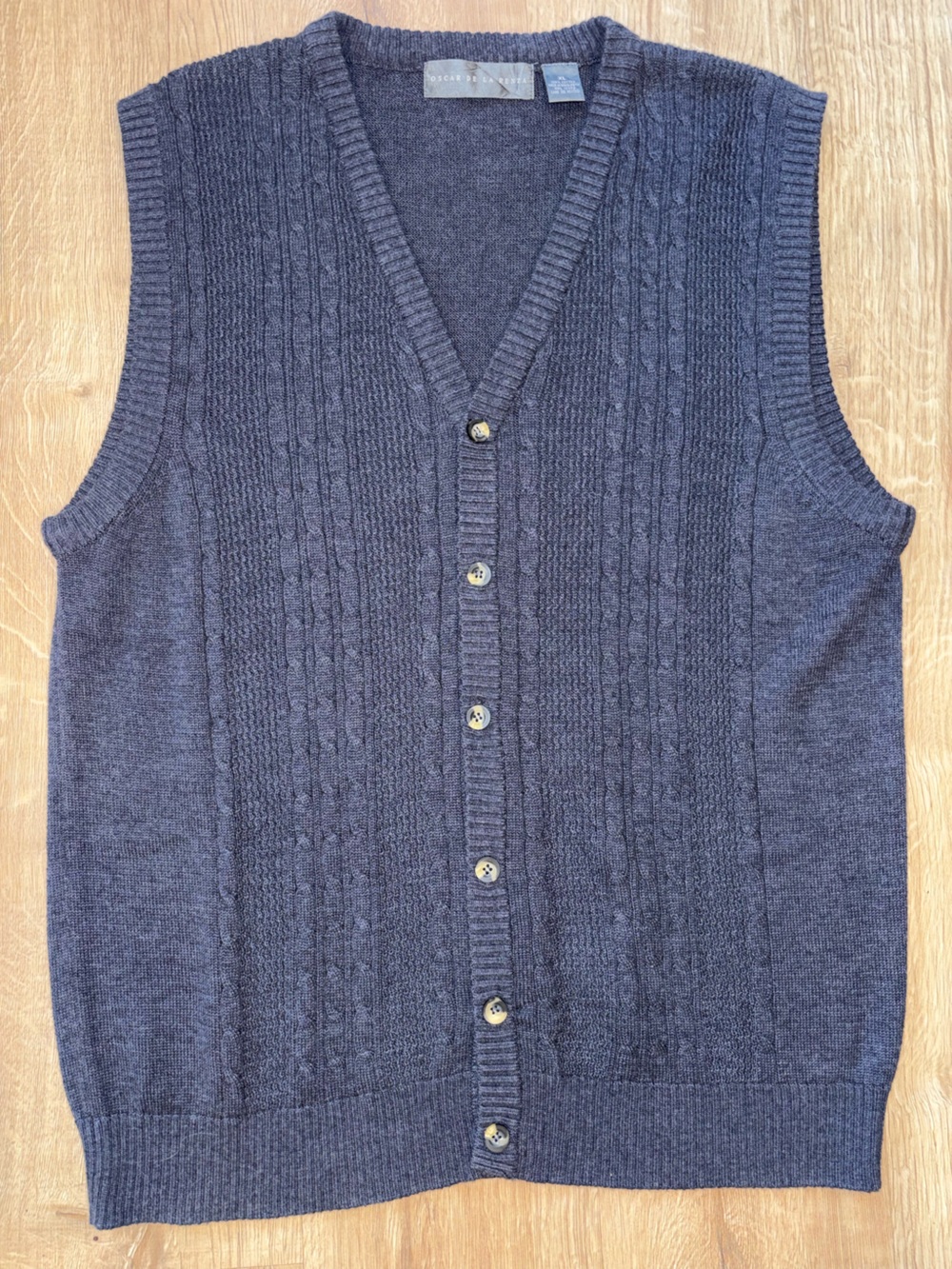 Oscar de la Renta Blur Gray Knit Sweater Vest